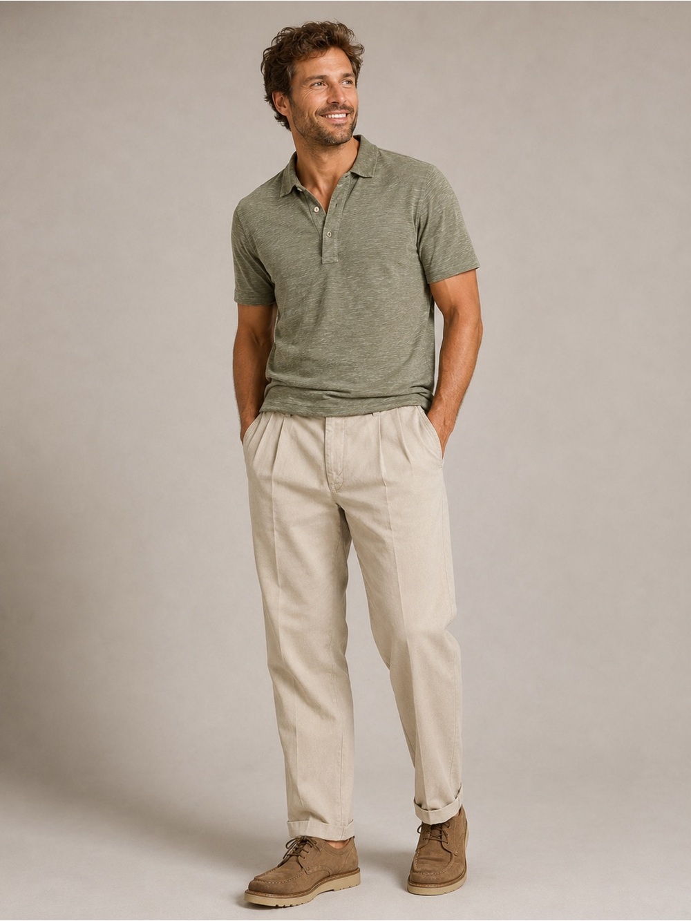 Calvin Klein Vintage Khaki Pleated Chino Pants 32x30 Beige Y2K